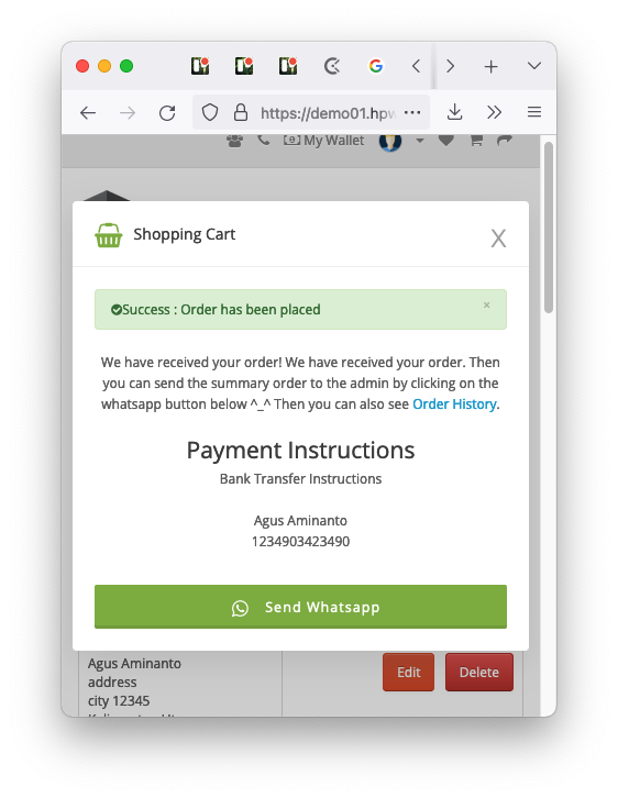 checkout success section can be modified